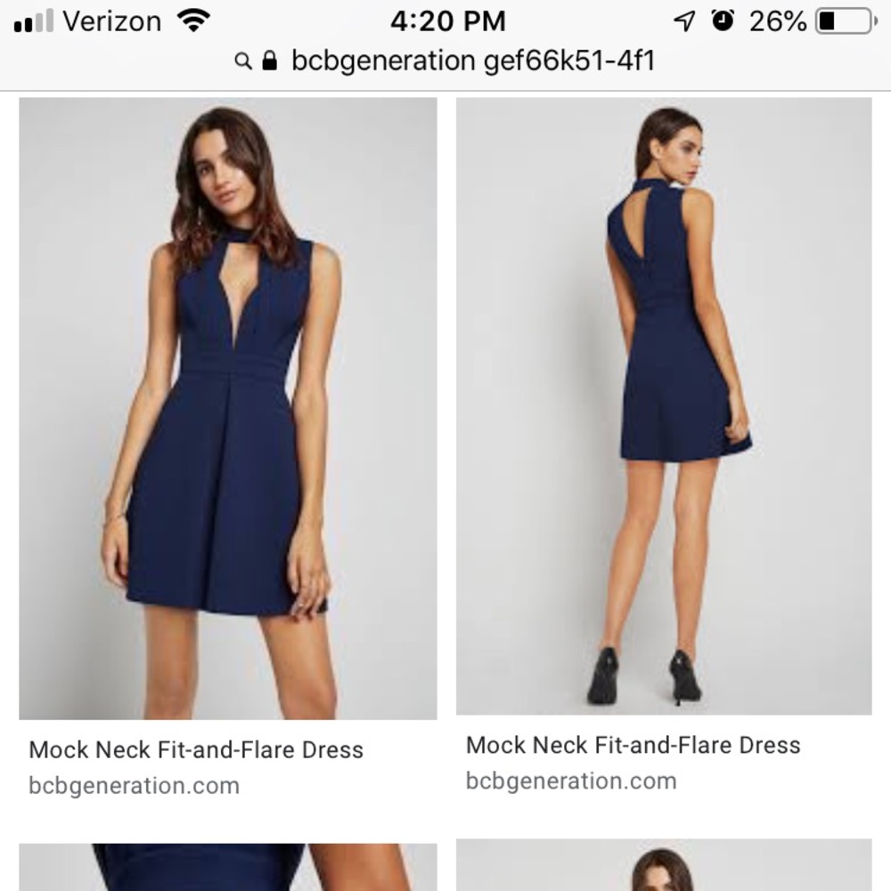BCBGeneration Mock Neck Fit-and-Flare Dress